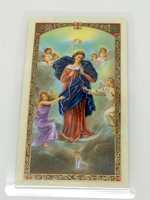 Maria La Que Desata Los Nudos Tarjeta Sagrada laminada (Cubierta de Plástico) - Unique Catholic Gifts