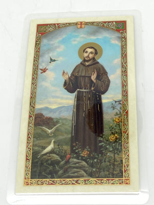 San Francisco Tarjeta Sagrada laminada (Cubierta de Plástico) - Unique Catholic Gifts