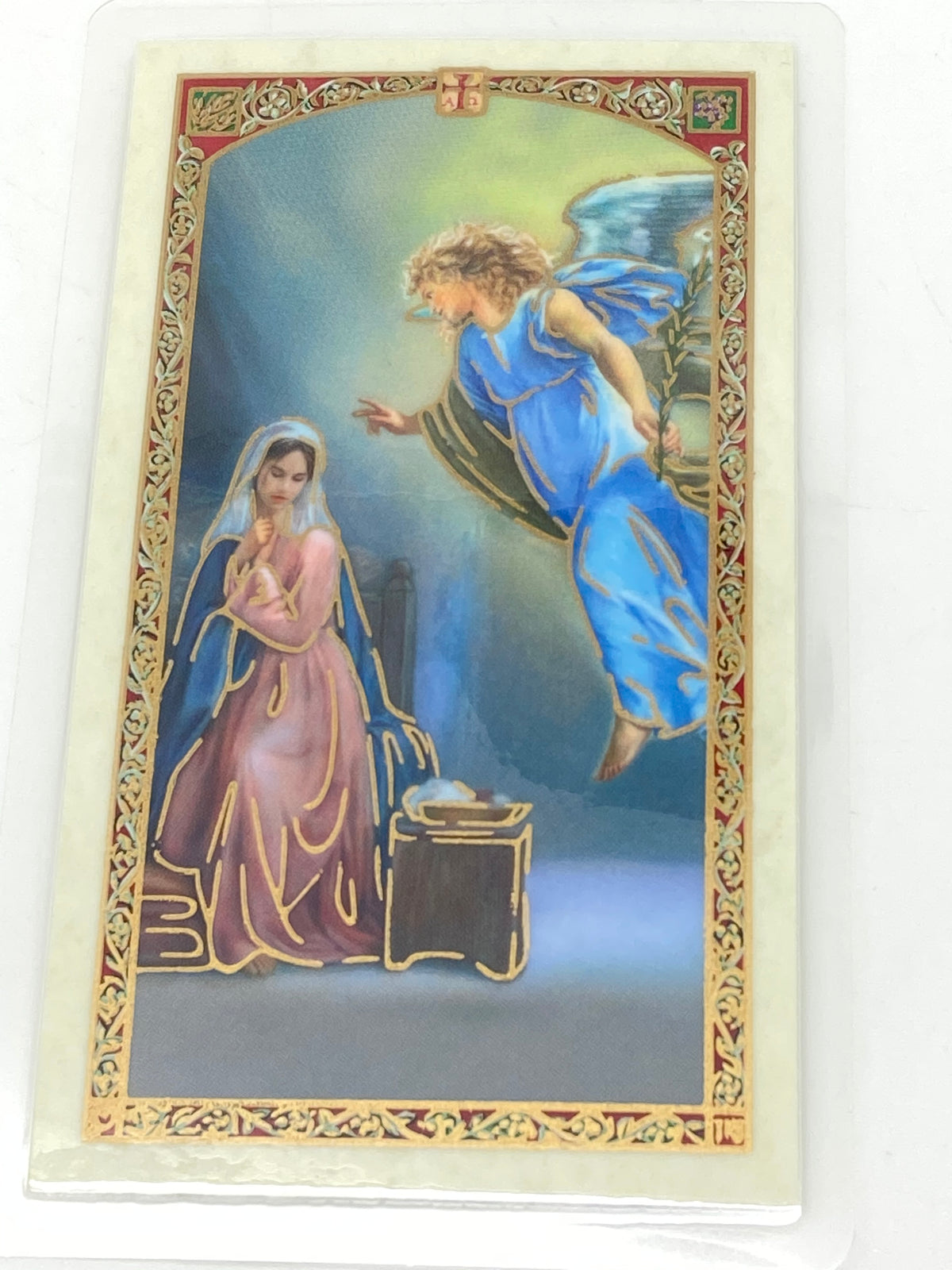Arcangel Gabriel Tarjeta Sagrada laminada (Cubierta de Plástico) - Unique Catholic Gifts