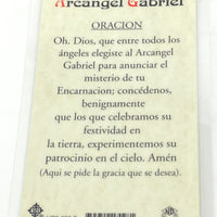 Arcangel Gabriel Tarjeta Sagrada laminada (Cubierta de Plástico) - Unique Catholic Gifts