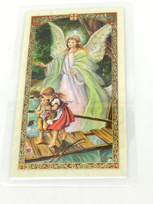 Angel de mi Guarda Tarjeta Sagrada laminada (Cubierta de Plástico) - Unique Catholic Gifts