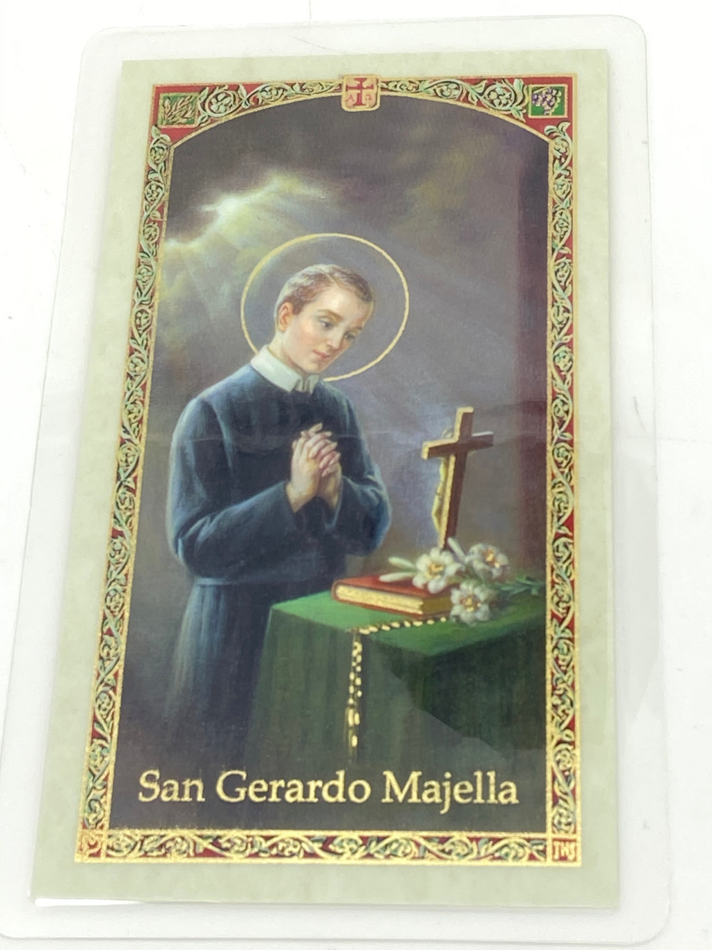 San Gerardo Majella Tarjeta Sagrada laminada (Cubierta de Plástico) - Unique Catholic Gifts