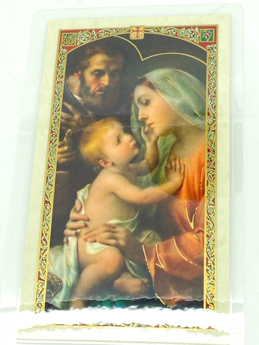Oracion por las Familias Tarjeta Sagrada laminada (Cubierta de Plástico) - Unique Catholic Gifts