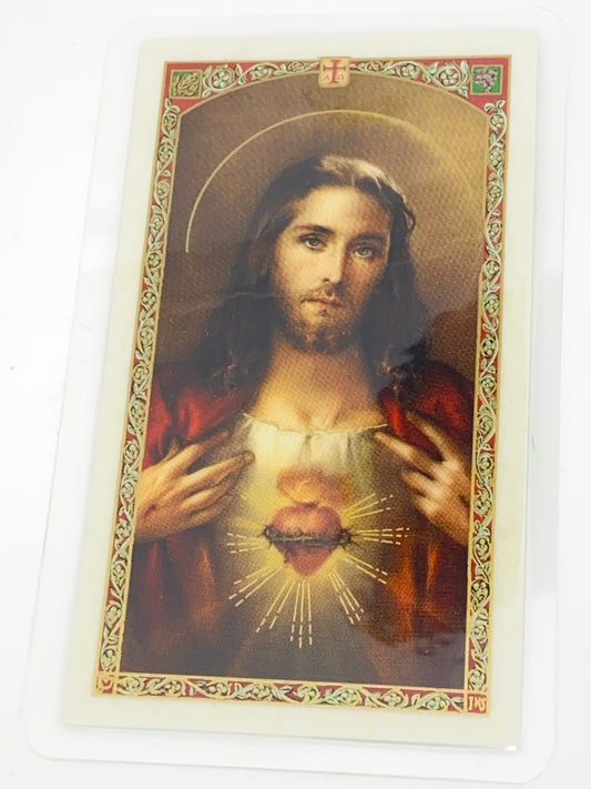 Novena al Segrado Corazon de Jesus Tarjeta Sagrada laminada (Cubierta de Plástico) - Unique Catholic Gifts