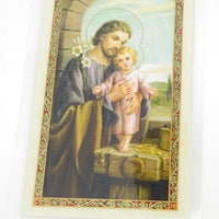 San Jose Tarjeta Sagrada laminada (Cubierta de Plástico) - Unique Catholic Gifts