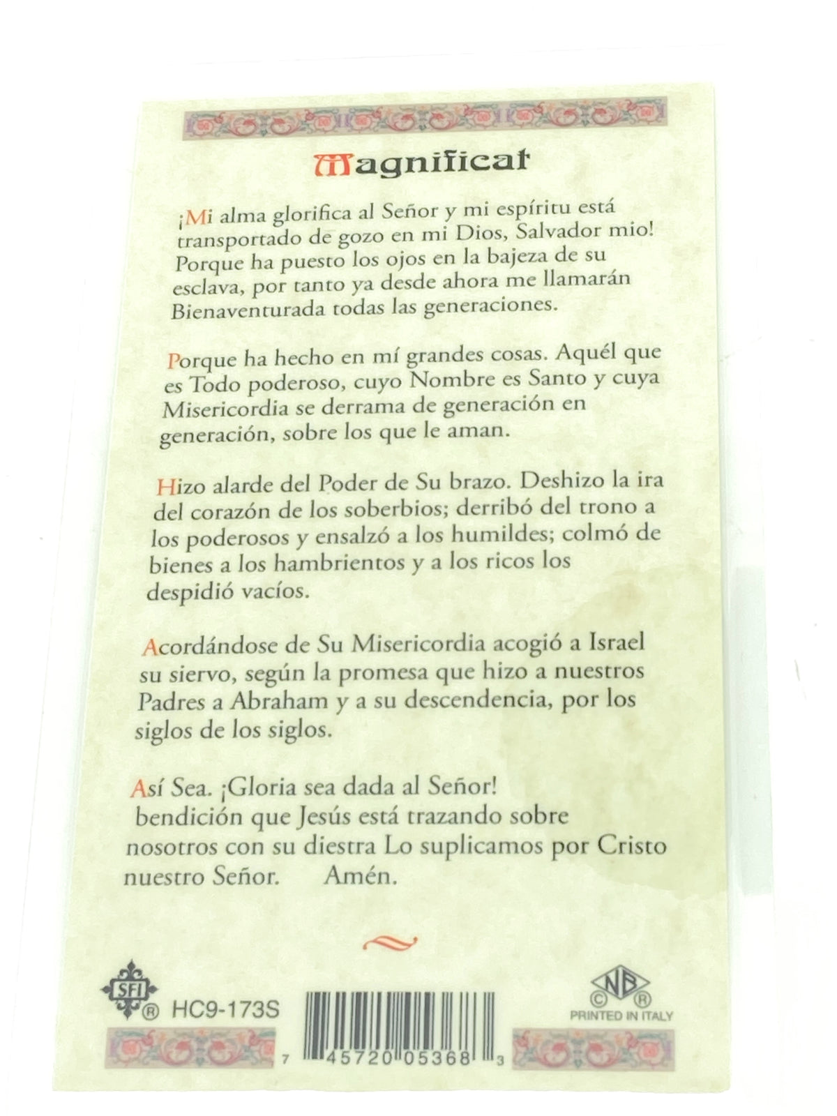 Magnificat Tarjeta Sagrada laminada (Cubierta de Plástico) - Unique Catholic Gifts