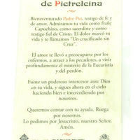 San Padre Pio de Pieltrecina Tarjeta Sagrada laminada (Cubierta de Plástico) - Unique Catholic Gifts