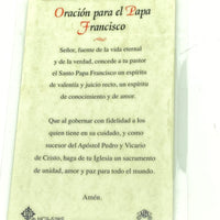 Papa Franciso Tarjeta Sagrada laminada (Cubierta de Plástico) - Unique Catholic Gifts