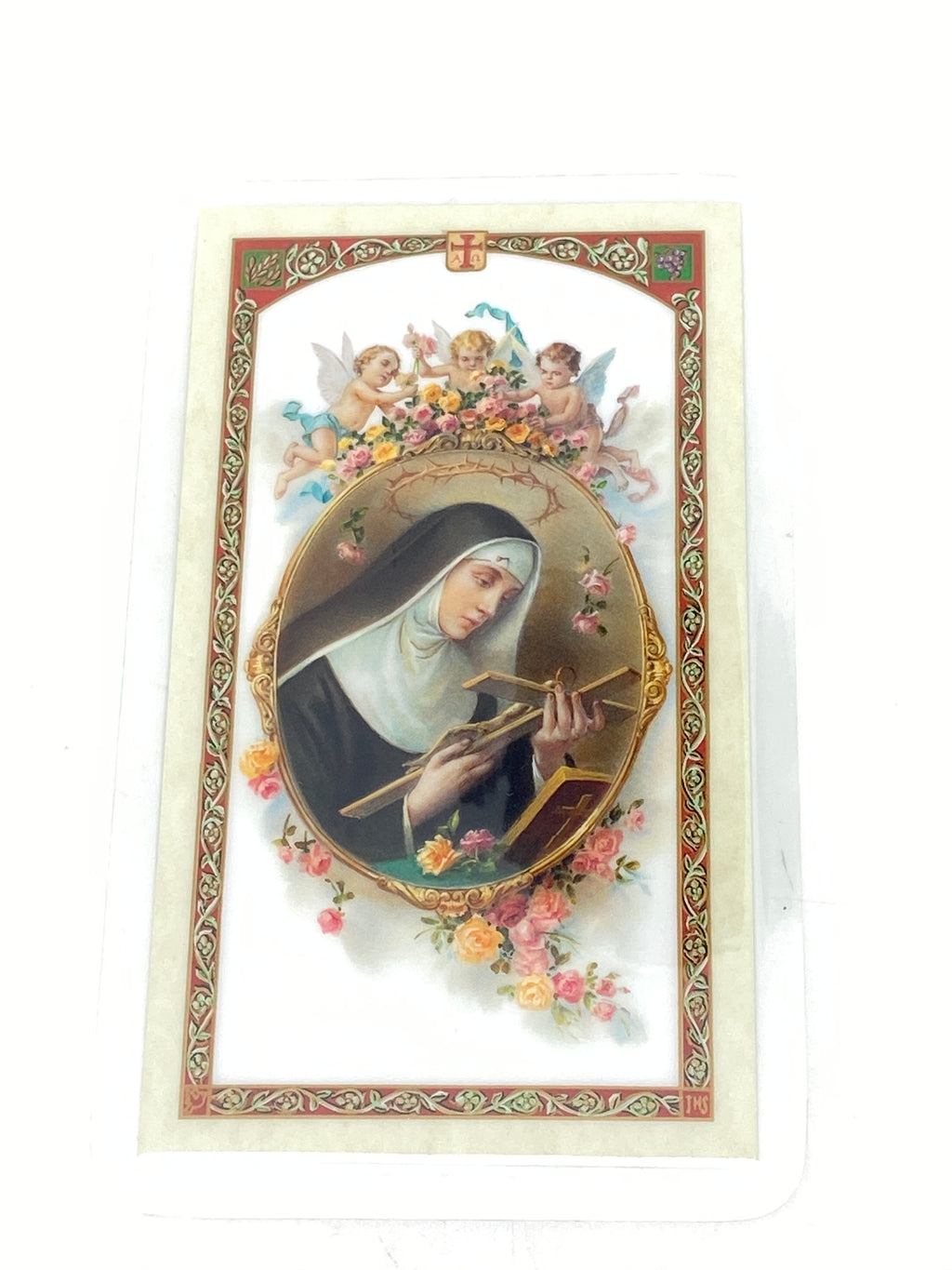Santa Rita de Casia Tarjeta Sagrada laminada (Cubierta de Plástico) - Unique Catholic Gifts