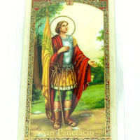 San Pancrasio Tarjeta Sagrada laminada (Cubierta de Plástico) - Unique Catholic Gifts
