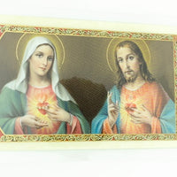 Corazones de Jesus Y Maria Tarjeta Sagrada laminada (Cubierta de Plástico) - Unique Catholic Gifts