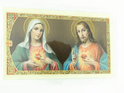 Corazones de Jesus Y Maria Tarjeta Sagrada laminada (Cubierta de Plástico) - Unique Catholic Gifts