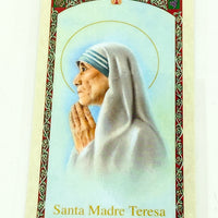 Santa Madre Teresa Tarjeta Sagrada laminada (Cubierta de Plástico) - Unique Catholic Gifts