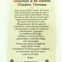 Santa Madre Teresa Tarjeta Sagrada laminada (Cubierta de Plástico) - Unique Catholic Gifts
