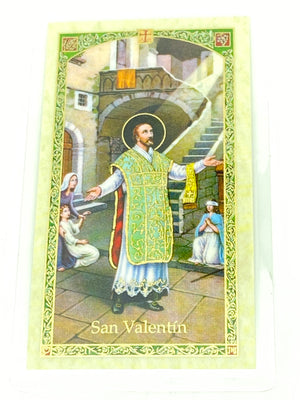 San Valentin Tarjeta Sagrada laminada (Cubierta de Plástico) - Unique Catholic Gifts