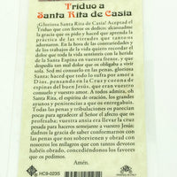 Santa Rita de Casia Tarjeta Sagrada laminada (Cubierta de Plástico) - Unique Catholic Gifts