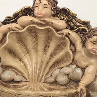 Angels on a Sea Shell Holy Water Font (5 1/2 x 4 1/2") - Unique Catholic Gifts
