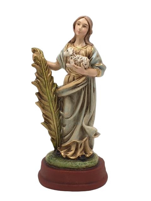 St Agnes Hand Painted Statue (5 1/2") - Unique Catholic Gifts