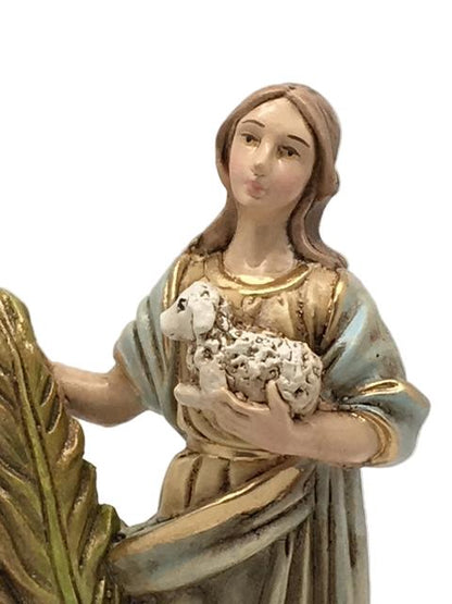St Agnes Hand Painted Statue (5 1/2") - Unique Catholic Gifts