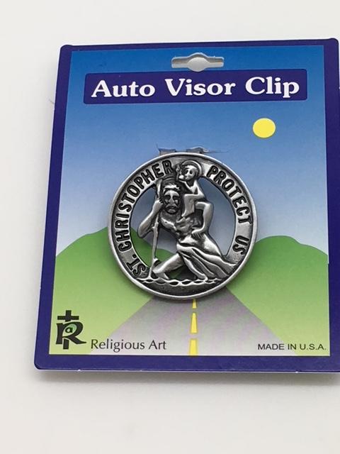 Round St. Christopher Auto Visor Clip (1 1/2") - Unique Catholic Gifts