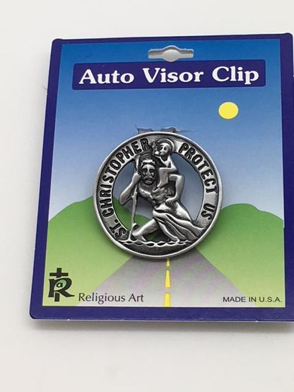 Round St. Christopher Auto Visor Clip (1 1/2") - Unique Catholic Gifts