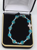 Mosaic Turquoise Beaded Rosary Bracelet with Mother of Pearl Cross (8MM) - Unique Catholic Gifts