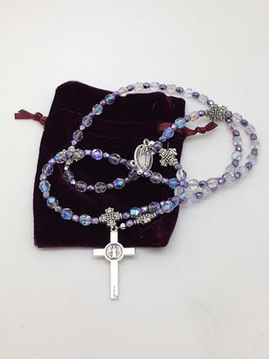 Fatima Rosary Czech Fire-Polished  Coated Lavender glass bead (6mm) - Unique Catholic Gifts