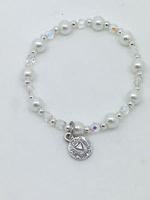 First Communion Bracelet White Pearl with Chalice - Unique Catholic Gifts