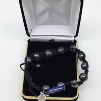 Black Cord and Hematite Beads Bracelet with Miraculous Medal and Cross - Unique Catholic Gifts