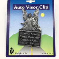 Auto Visor Clip "Guardian Angel" (2/1/2 x 1 1/4") - Unique Catholic Gifts