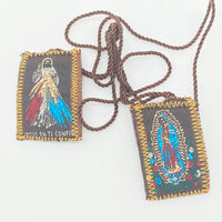 Brown Scapular with Our Lady of Guadalupe/Divine Mercy - Unique Catholic Gifts