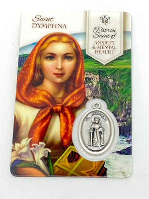 Saint Dymphna Holy Card with Medal - Unique Catholic Gifts