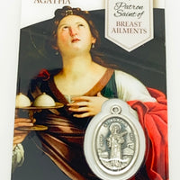 Saint Agatha Holy Card with Medal - Unique Catholic Gifts