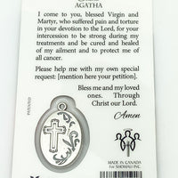Saint Agatha Holy Card with Medal - Unique Catholic Gifts
