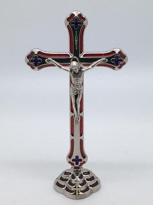 Standing Crucifix Red with Blue Enamel Accents 6