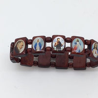 Brazilian Wood Bracelet (Jesus, Mary and Saints) (Red) - Unique Catholic Gifts