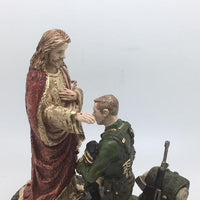 Soldier receiving a Blessing Statue (7 1/2" x 7 1/4 x 4") - Unique Catholic Gifts
