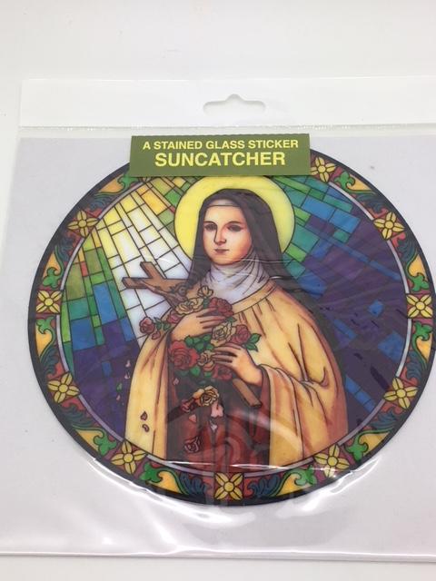 St Therese of Lisieux Catholic Stained Glass Sticker Suncatcher - Unique Catholic Gifts
