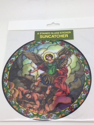 St Michael the Archangel Catholic Stained Glass Sticker Suncatcher - Unique Catholic Gifts