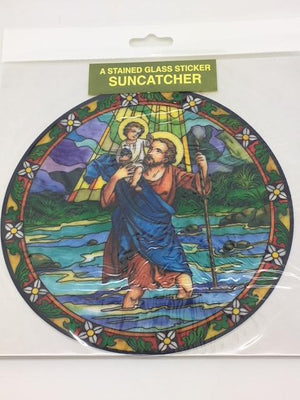Catholic Stained Glass Sticker Suncatcher St Christopher - Unique Catholic Gifts