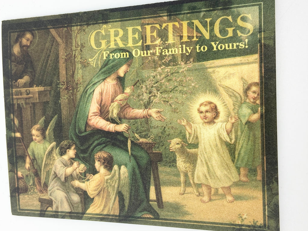 Greetings From Our Family to Yours, You are Always in Our Prayers Greeting Card - Unique Catholic Gifts