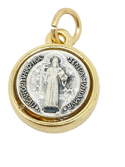 Italian Gold and Silver Benedict Medal  (small) 1/2" - Unique Catholic Gifts