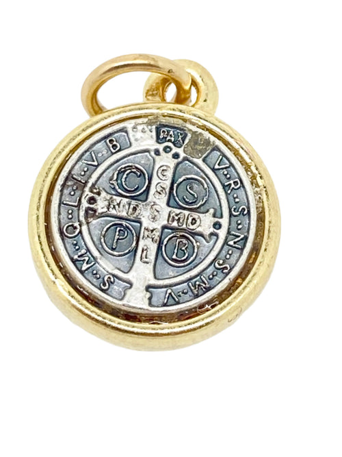 Italian Gold and Silver Benedict Medal  (small) 1/2" - Unique Catholic Gifts