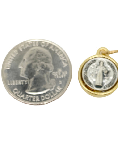 Italian Gold and Silver Benedict Medal  (small) 1/2" - Unique Catholic Gifts