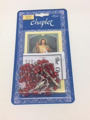 Divine Mercy Deluxe Chaplet with Red Glass Beads - Unique Catholic Gifts