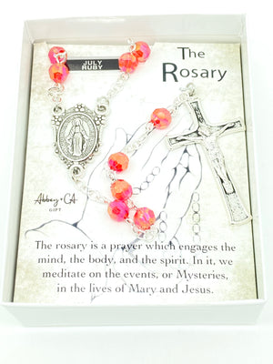 Ruby Red Birthstone for July Rosary - Unique Catholic Gifts