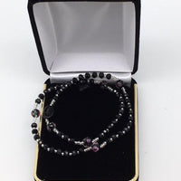Black Genuine Crystal Twist Rosary Bracelet (4mm) - Unique Catholic Gifts