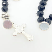 Black Crystal Wrist Rosary - Unique Catholic Gifts