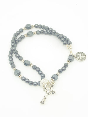 Hematite Wrist Rosary Five Decade Bracelet - Unique Catholic Gifts