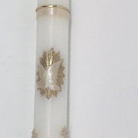 White Baptism Candle with Gold Holy Spirit and Flowers (10") - Unique Catholic Gifts
